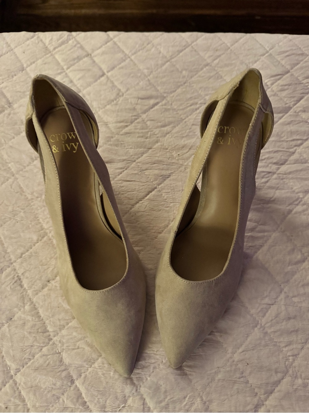 crown & ivy Taupe Suede Pointed Pumps